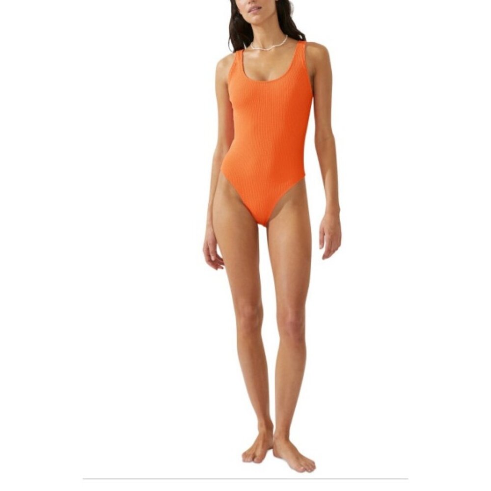 Cotton on Women's Low-Back One-Piece Swimsuit Orange Size L